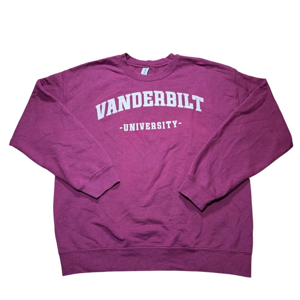 Gildan Vanderbilt University Sweatshirt Maroon Crewneck Fleece Large